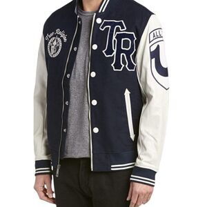 True Religion Varsity Jacket Richie Letterman bomber jacket | men's S | blue